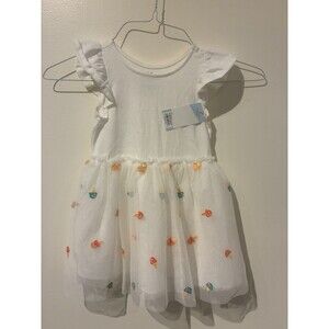 NWT Cat & Jack Short-Sleeve White Ice Cream Tutu Dress - 3T